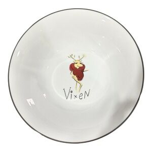 Pottery Barn Reindeer 10.5" Round Serving Bowl Christmas New